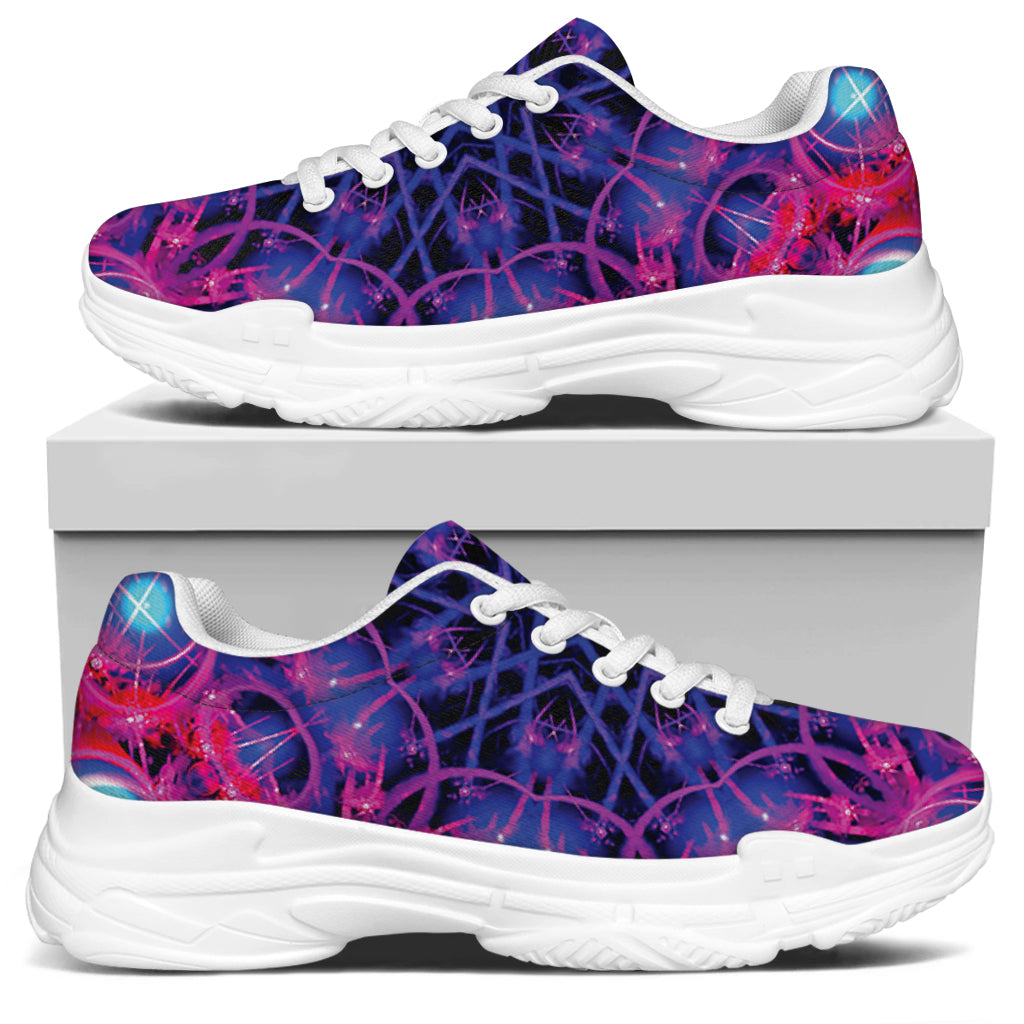 Purple And Blue Light Mandala Print White Chunky Shoes