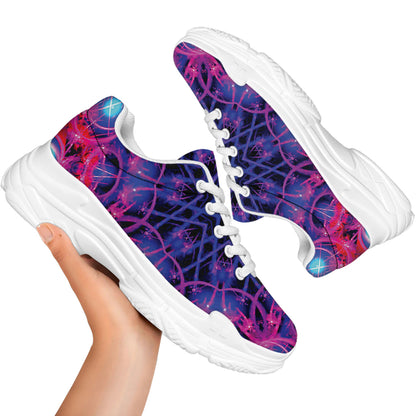 Purple And Blue Light Mandala Print White Chunky Shoes