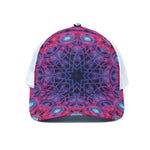 Purple And Blue Light Mandala Print White Mesh Trucker Cap