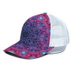 Purple And Blue Light Mandala Print White Mesh Trucker Cap