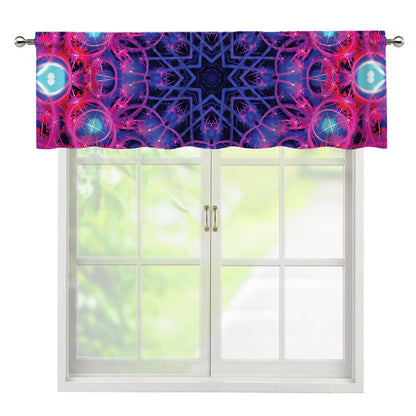 Purple And Blue Light Mandala Print Window Valance