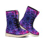 Purple And Blue Light Mandala Print Winter Boots