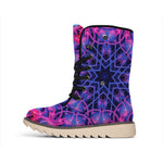 Purple And Blue Light Mandala Print Winter Boots