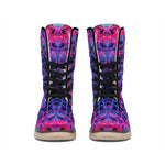 Purple And Blue Light Mandala Print Winter Boots