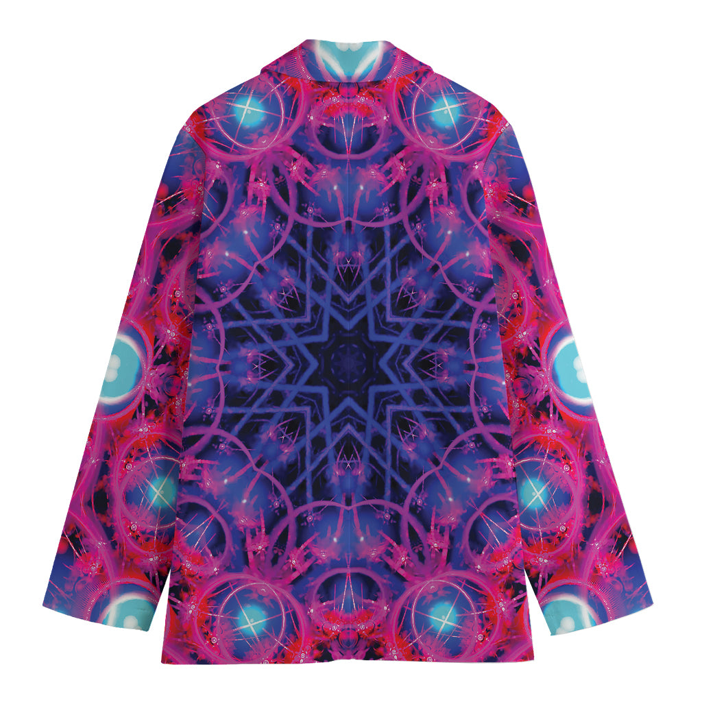 Purple And Blue Light Mandala Print Women's Blazer