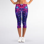 Purple And Blue Light Mandala Print Women's Capri Leggings