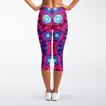 Purple And Blue Light Mandala Print Women's Capri Leggings