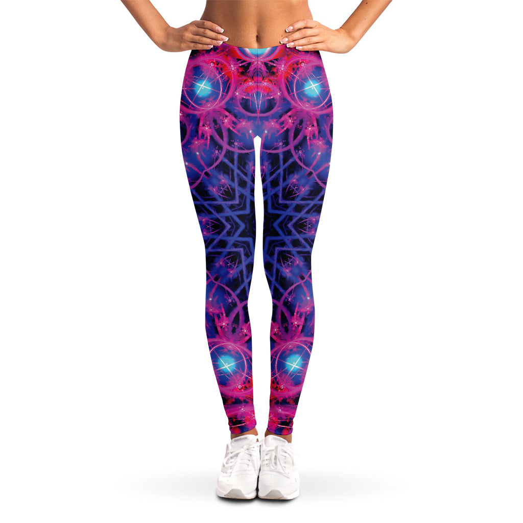 Purple And Blue Light Mandala Print Women's Leggings