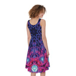Purple And Blue Light Mandala Print Women's Sleeveless Dress