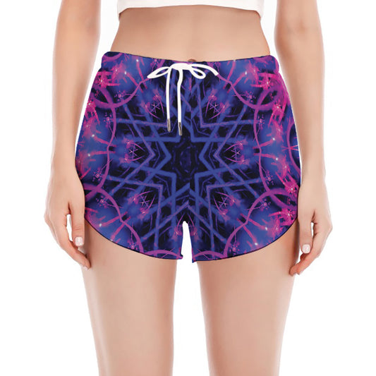 Purple And Blue Light Mandala Print Women's Split Running Shorts