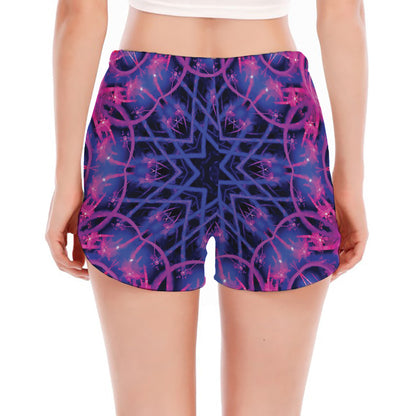 Purple And Blue Light Mandala Print Women's Split Running Shorts