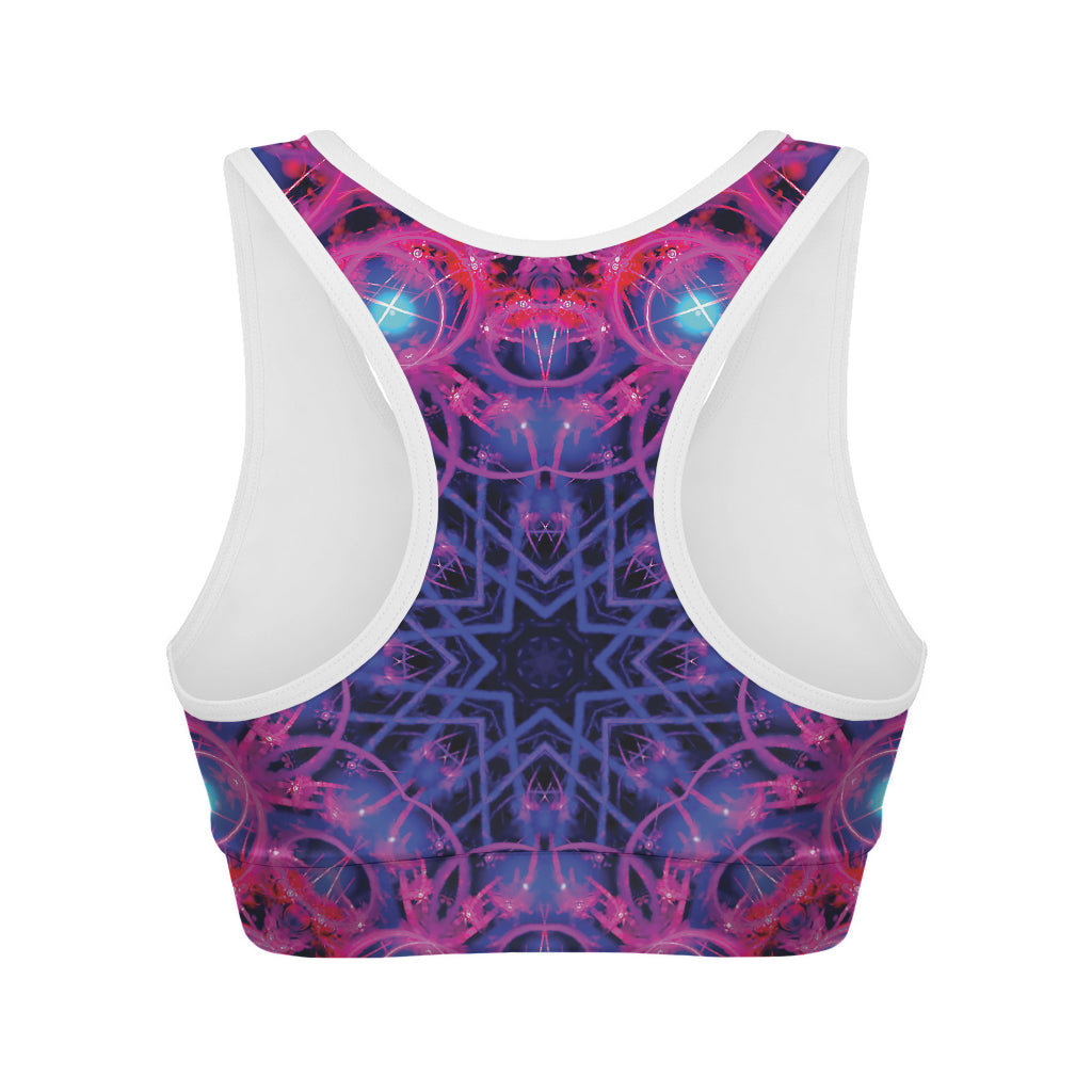 Purple And Blue Light Mandala Print Women's Sports Bra