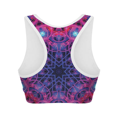 Purple And Blue Light Mandala Print Women's Sports Bra