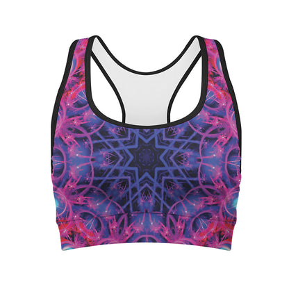 Purple And Blue Light Mandala Print Women's Sports Bra