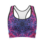 Purple And Blue Light Mandala Print Women's Sports Bra