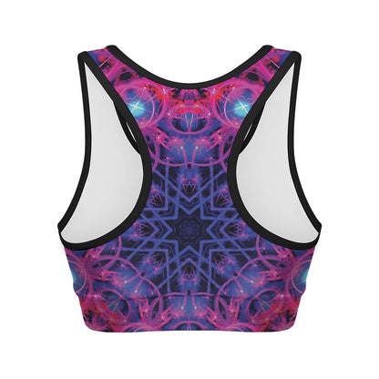 Purple And Blue Light Mandala Print Women's Sports Bra