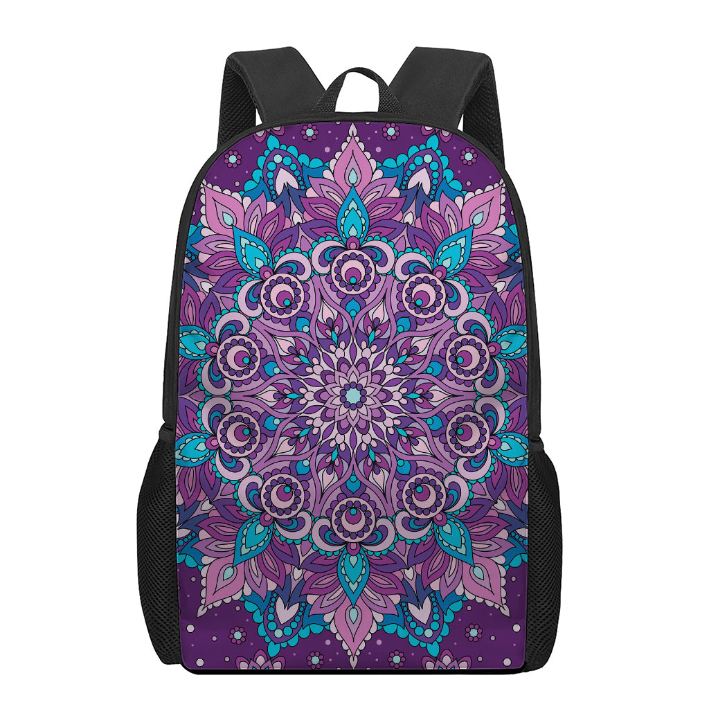 Purple And Blue Mandala Print 17 Inch Backpack