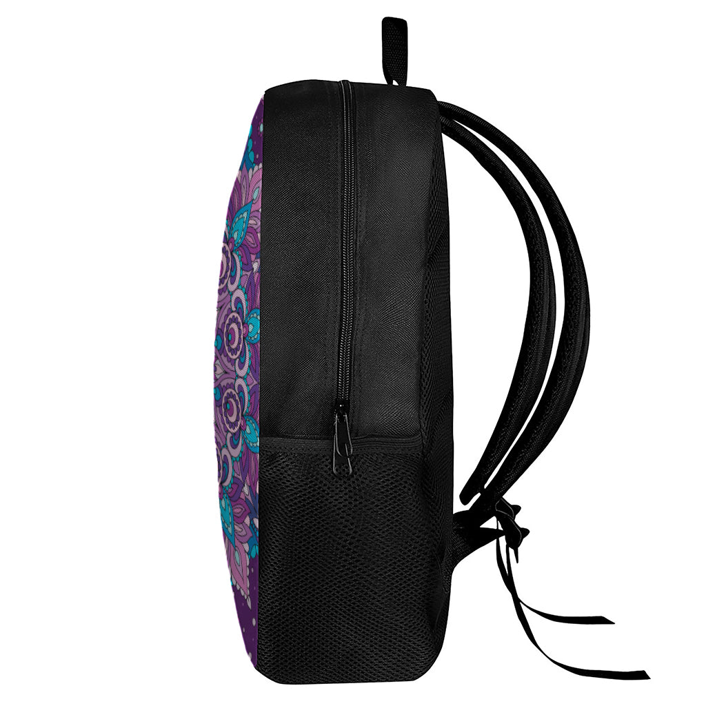 Purple And Blue Mandala Print 17 Inch Backpack