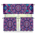 Purple And Blue Mandala Print 3 Piece Kitchen Curtains