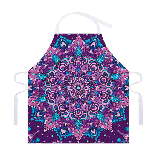 Purple And Blue Mandala Print Adjustable Apron