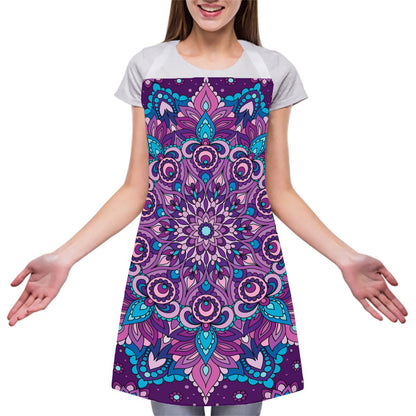 Purple And Blue Mandala Print Adjustable Apron