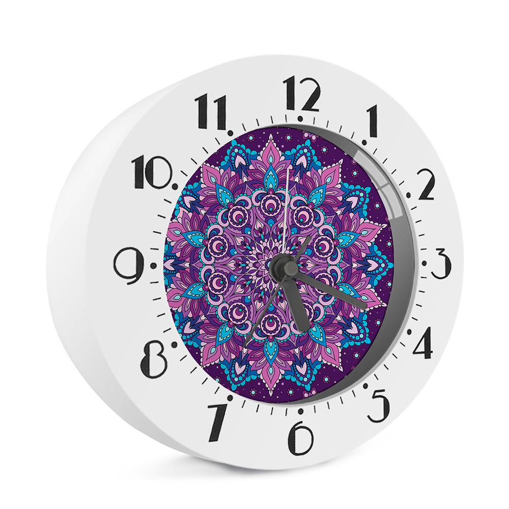 Purple And Blue Mandala Print Alarm Clock