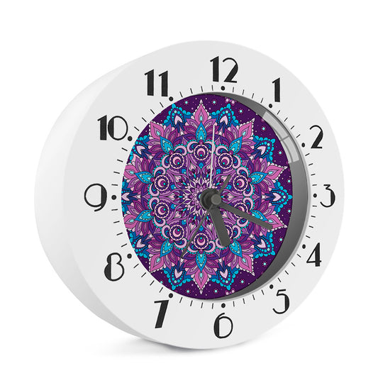 Purple And Blue Mandala Print Alarm Clock
