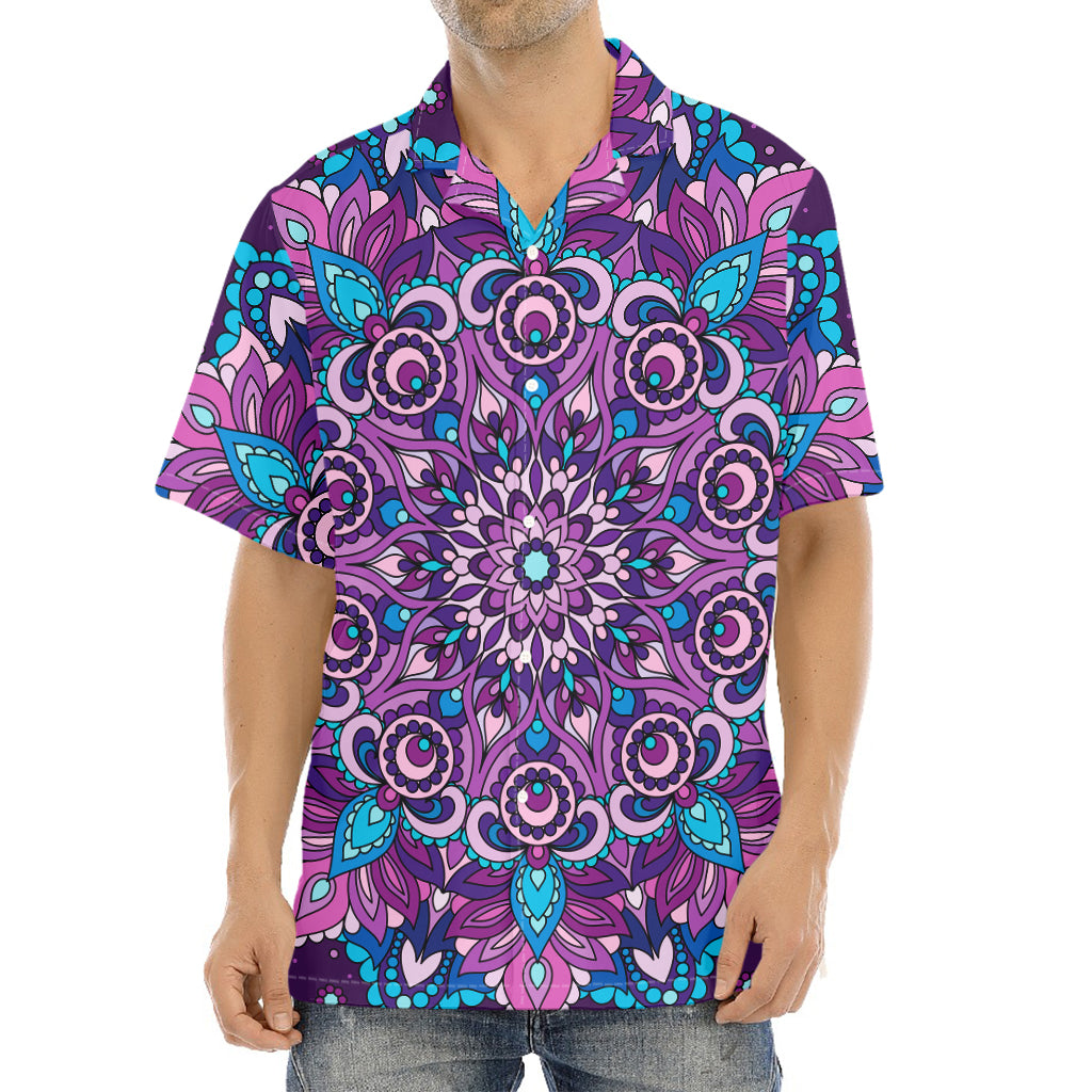 Purple And Blue Mandala Print Aloha Shirt