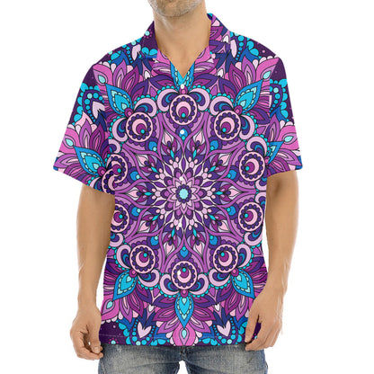 Purple And Blue Mandala Print Aloha Shirt