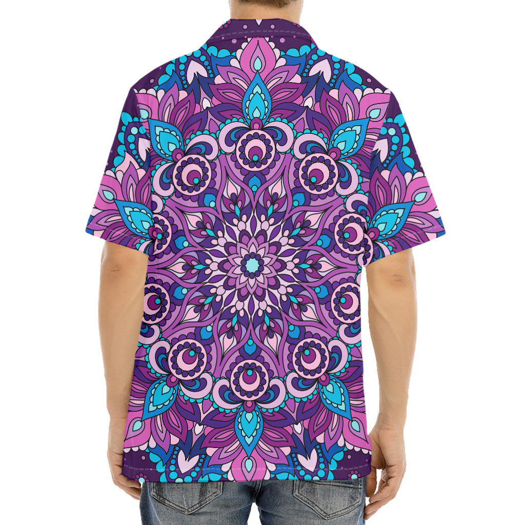 Purple And Blue Mandala Print Aloha Shirt
