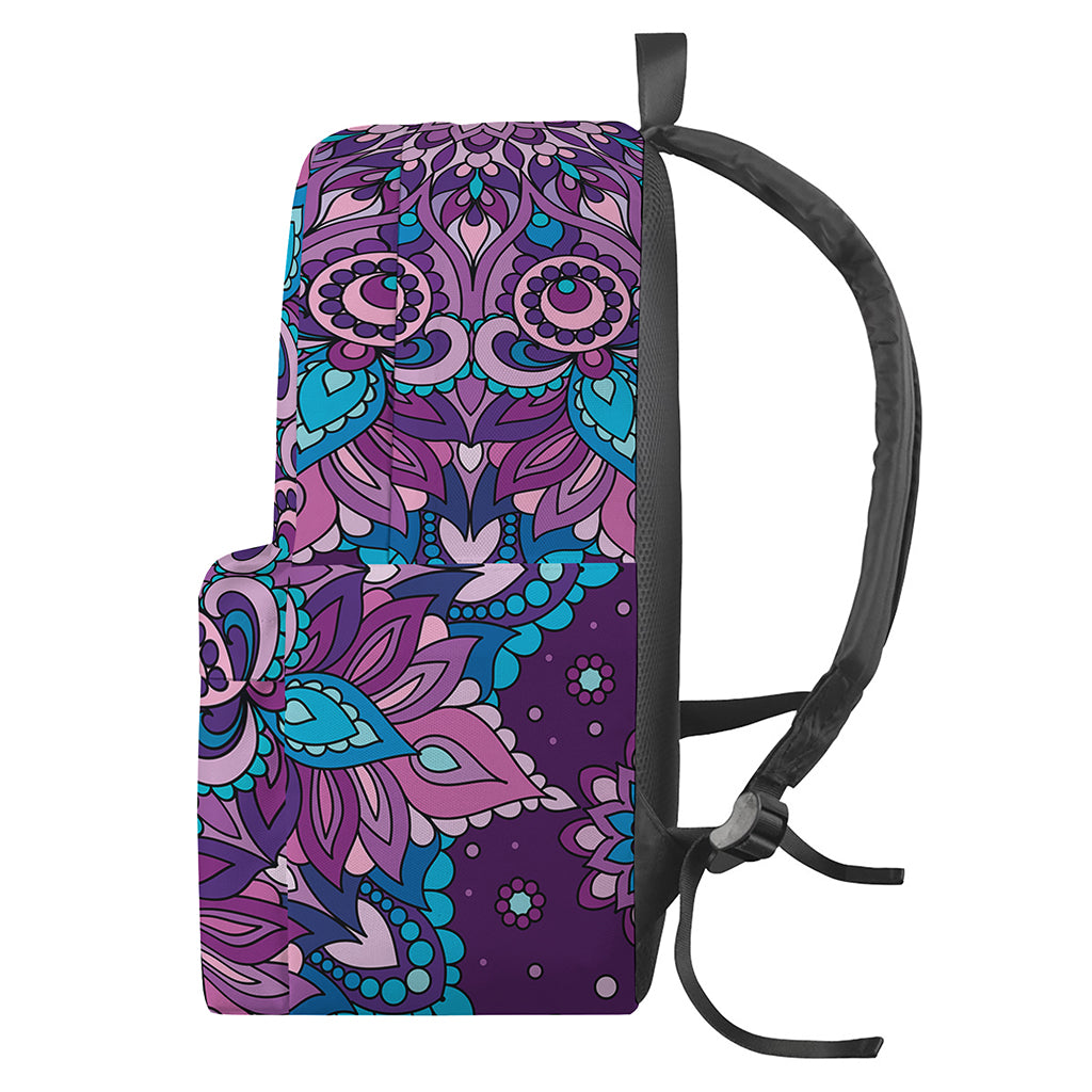 Purple And Blue Mandala Print Backpack