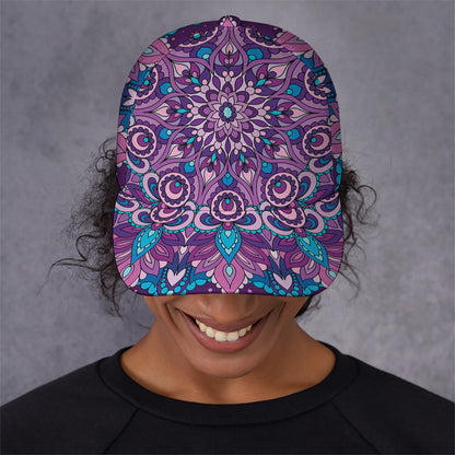 Purple And Blue Mandala Print Baseball Cap