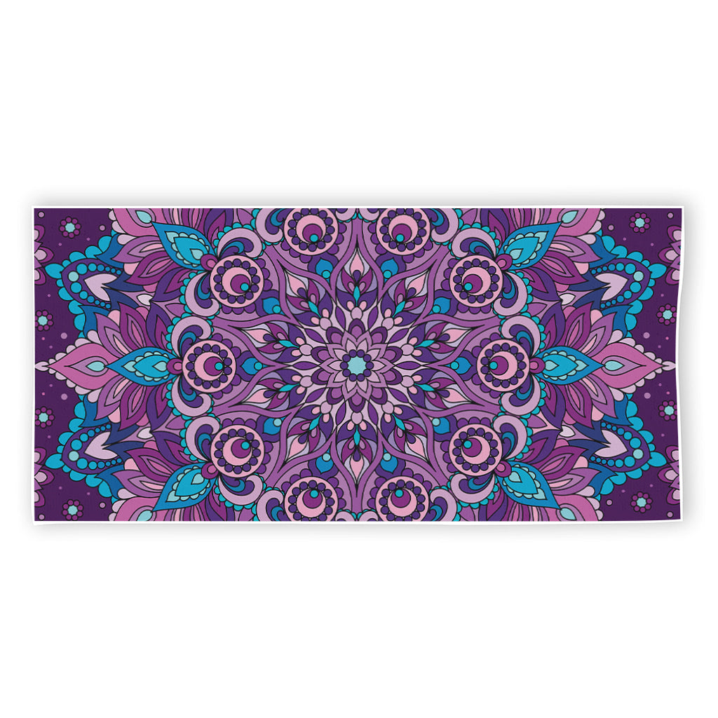 Purple And Blue Mandala Print Beach Towel