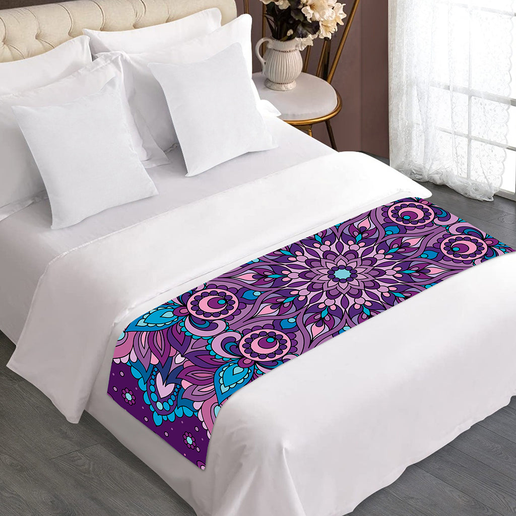 Purple And Blue Mandala Print Bed Runner