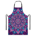 Purple And Blue Mandala Print Bib Apron With Pocket