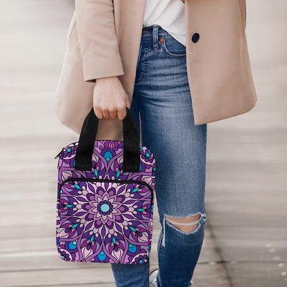 Purple And Blue Mandala Print Bible Tote Bag
