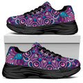 Purple And Blue Mandala Print Black Chunky Shoes