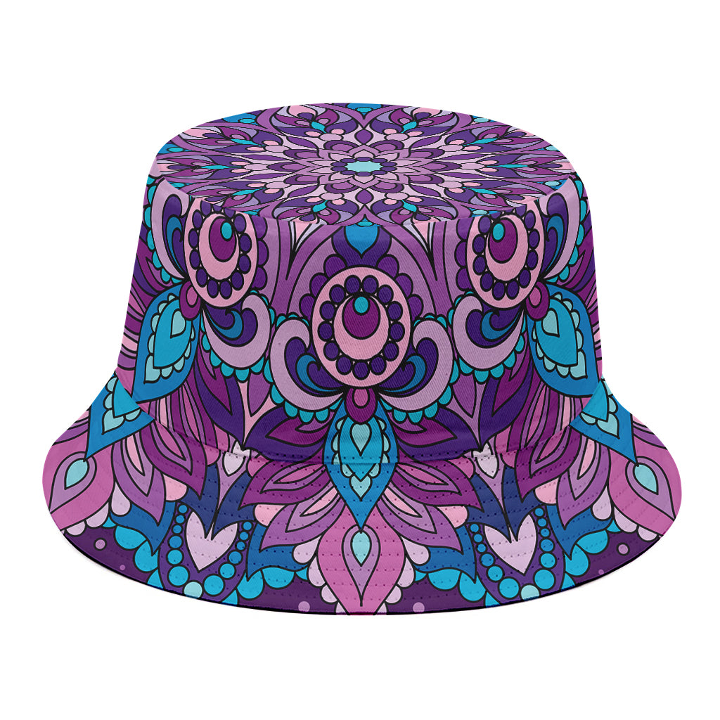 Purple And Blue Mandala Print Bucket Hat