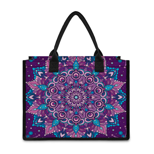 Purple And Blue Mandala Print Canvas Tote Bag
