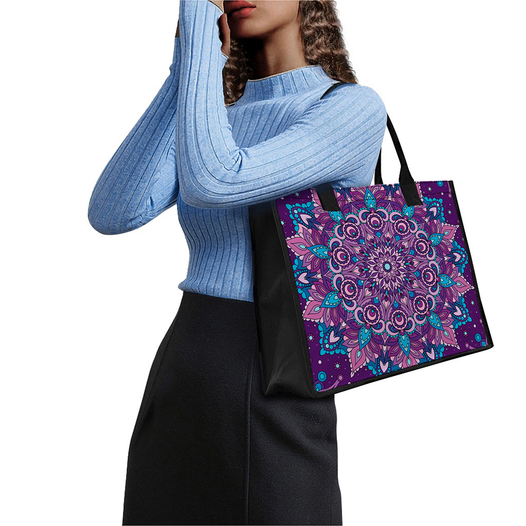 Purple And Blue Mandala Print Canvas Tote Bag