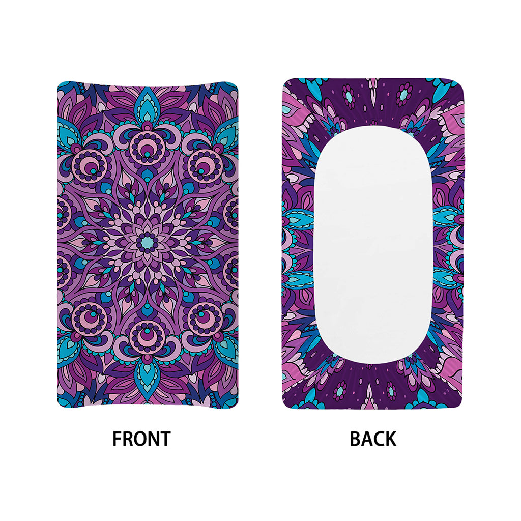 Purple And Blue Mandala Print Changing Pad Cover