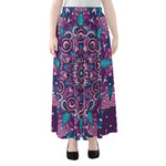 Purple And Blue Mandala Print Chiffon Maxi Skirt