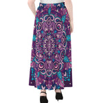 Purple And Blue Mandala Print Chiffon Maxi Skirt
