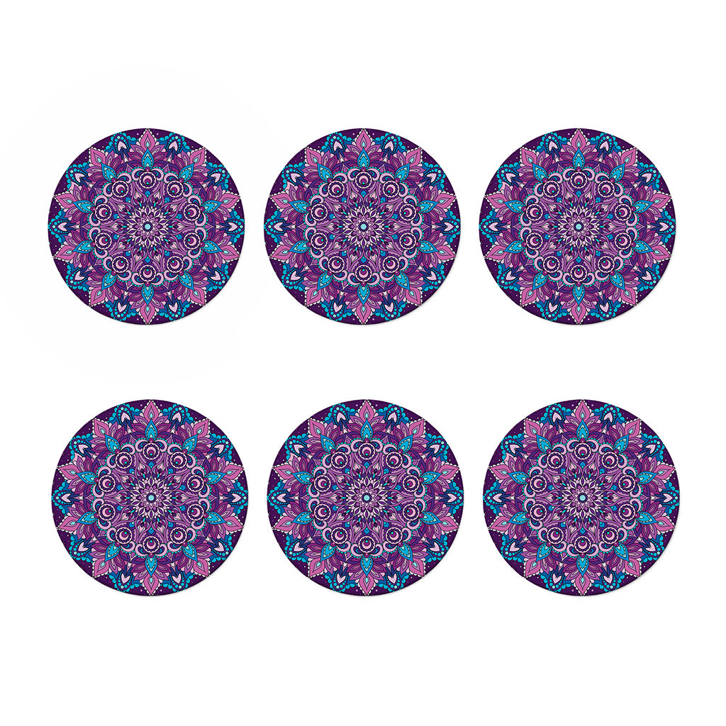 Purple And Blue Mandala Print Coaster Set