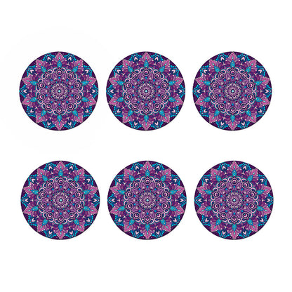 Purple And Blue Mandala Print Coaster Set
