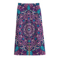 Purple And Blue Mandala Print Cotton Front Slit Maxi Skirt