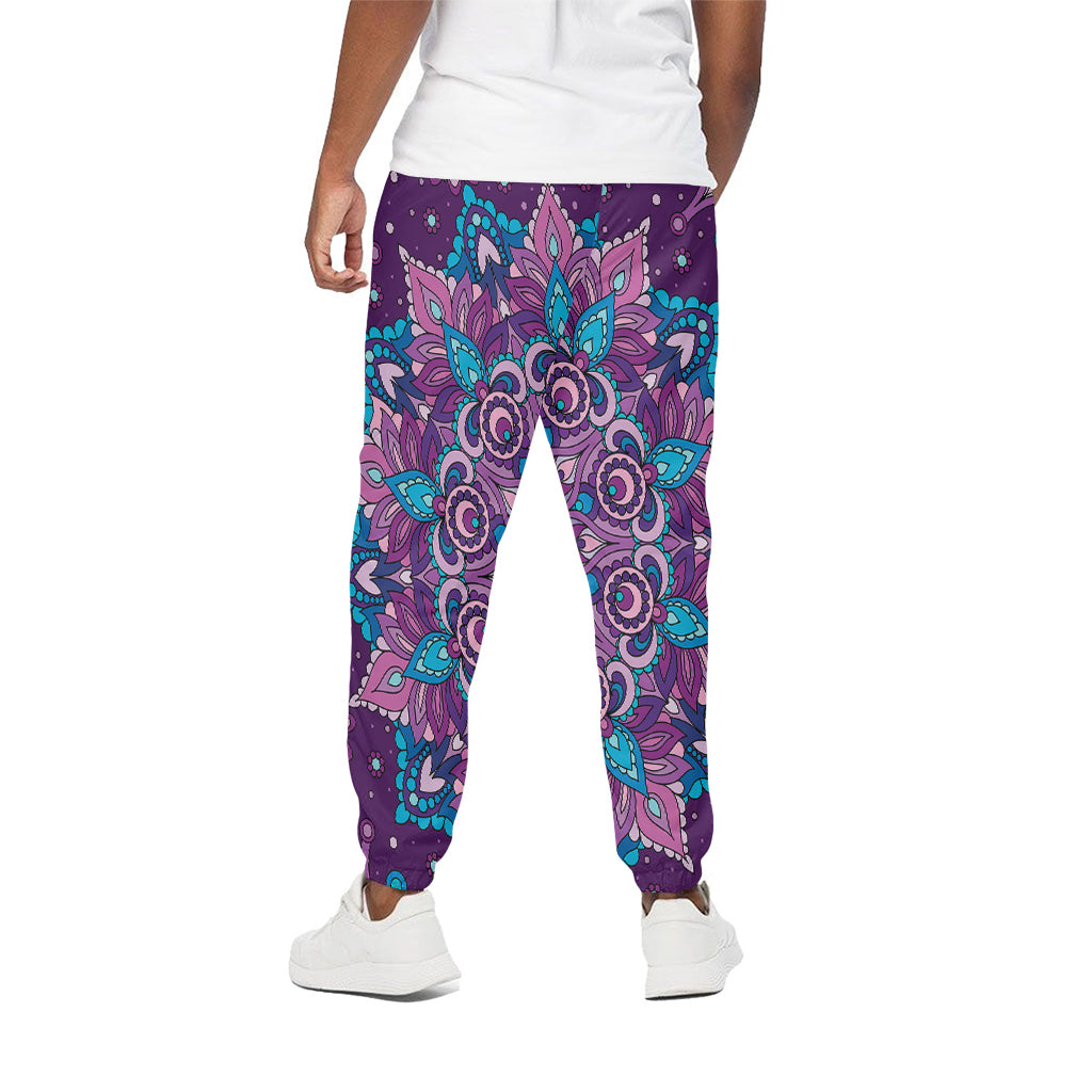 Purple And Blue Mandala Print Cotton Pants
