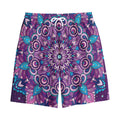 Purple And Blue Mandala Print Cotton Shorts