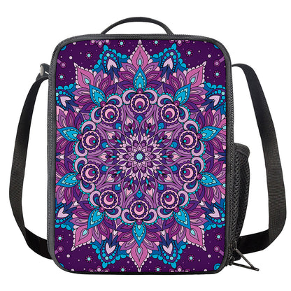 Purple And Blue Mandala Print Crossbody Lunch Bag