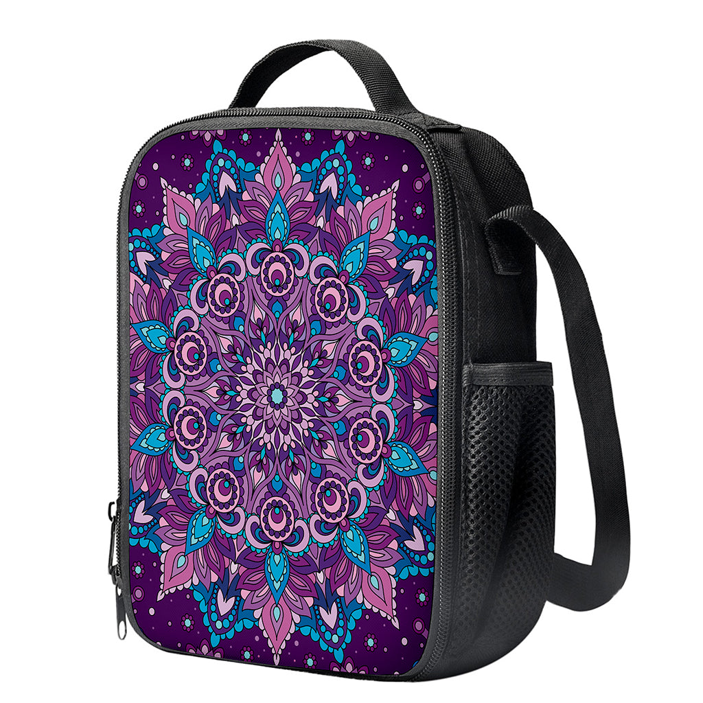 Purple And Blue Mandala Print Crossbody Lunch Bag
